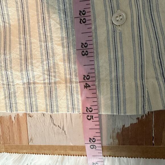 Doen Scarlet Chambray Stripe Cotton Sleeve Button Front Blouse size Medium - Picture 7 of 11